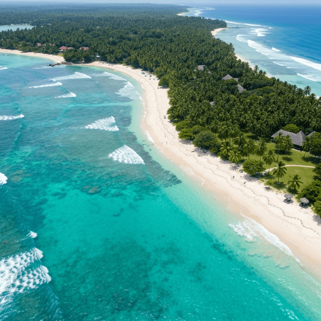 Aerial view of tropical paradise - Zanzibar coastline